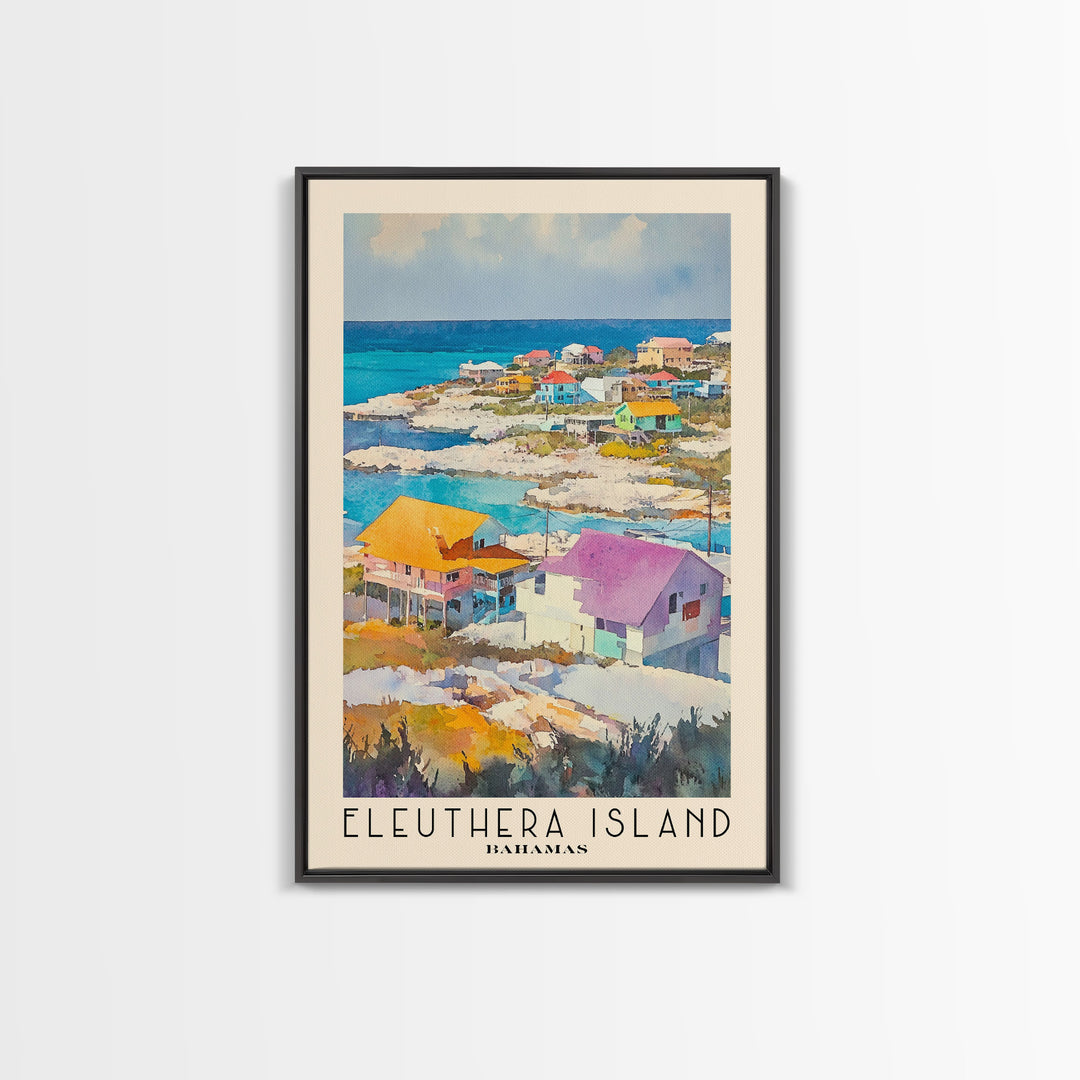 Eleuthera Island, Bahamas Watercolor Print, Vacation Gift, Bahamas Wall Art, Beach Painting, Beach Decor, Large Wall Art, Wood Frame Art