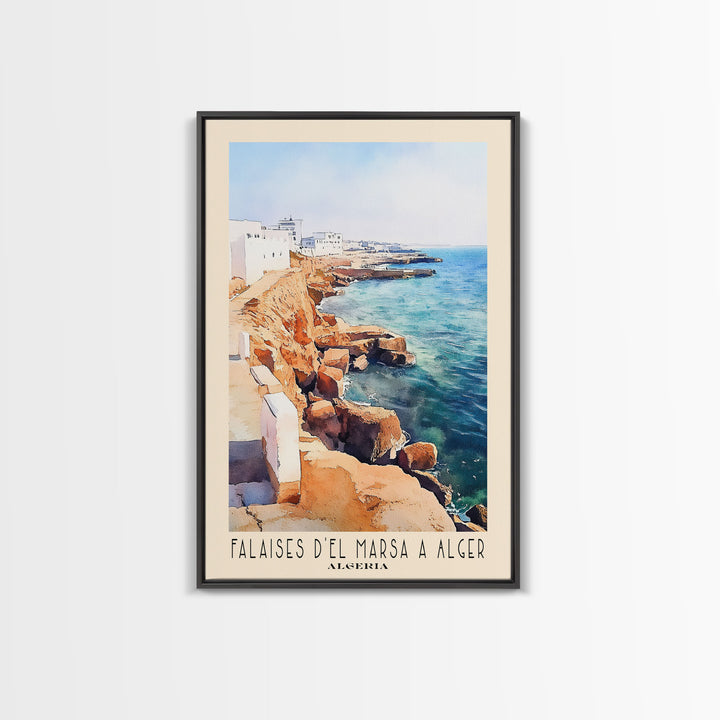 Falaises d’El Marsa a Alger, Algeria Watercolor Print, Vacation Gift, Algeria Wall Art, Beach Painting, Beach Decor, Beach Or Lakehouse Art