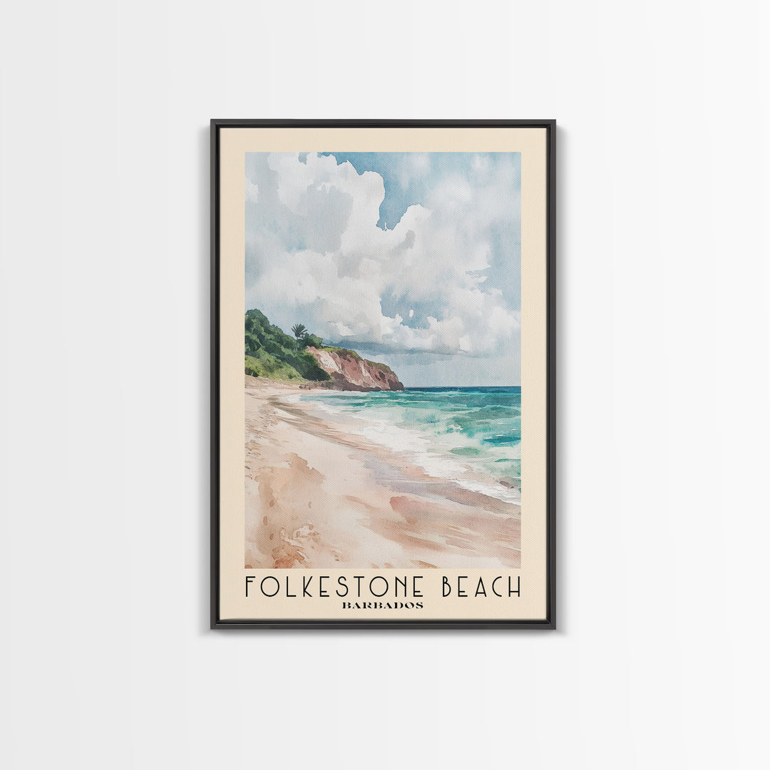 Folkestone Beach, Barbados Watercolor Beach Print, Vacation Gift, Barbados Wall Art, Beach Painting, Beach Decor, Beach Painting