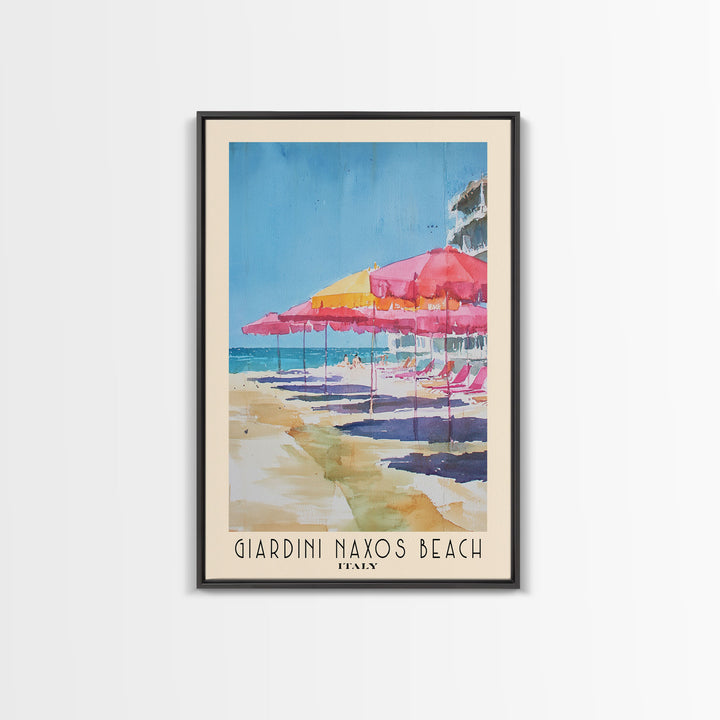 Giardini naxos beach, Italy Watercolor Beach Print, Vacation Gift, Italy Wall Art, Beach Painting, Beach Decor, Beach Painting