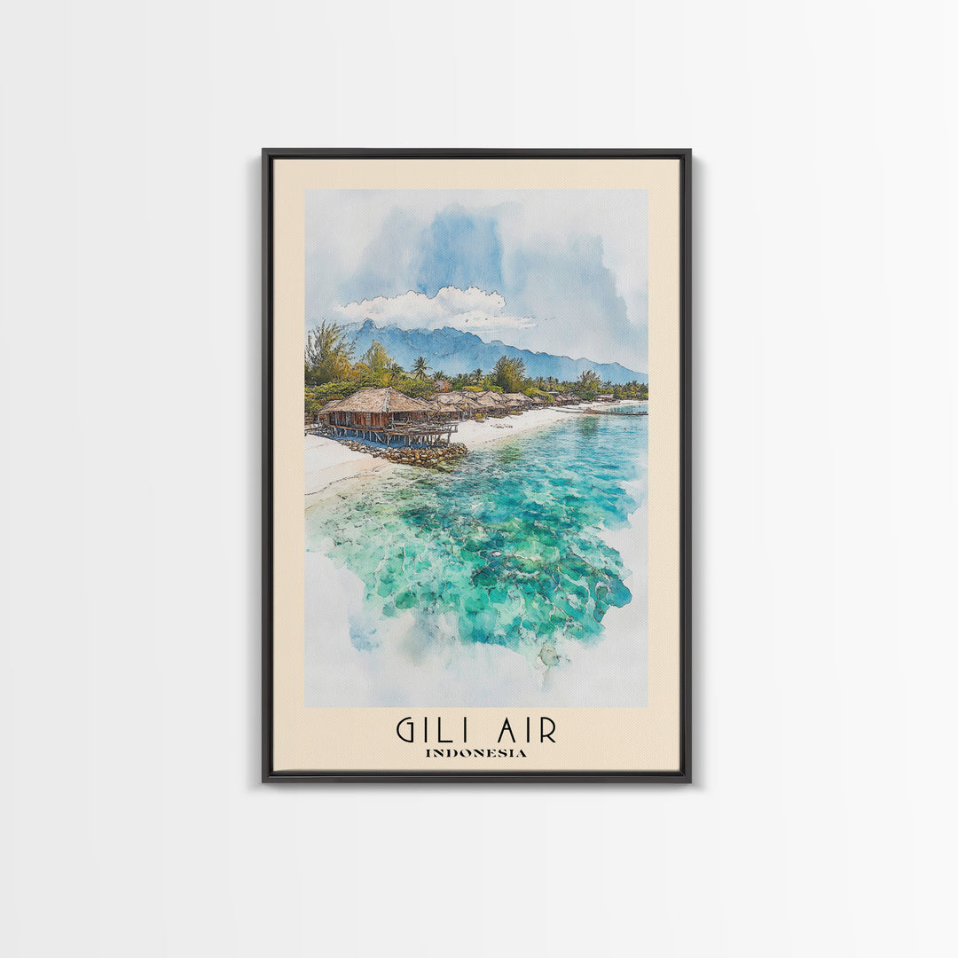 Gili Air, Indonesia Watercolor Print, Vacation Gift, Indonesia Wall Art, Vacation Wall Art, Vacatation Memories, Beach Decor, Beach Or Lakehouse Art