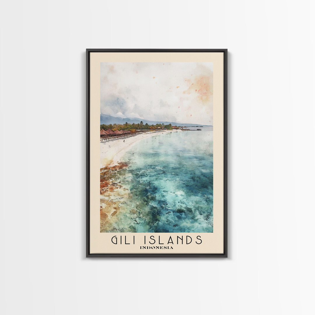 Gili Islands, Indonesia Watercolor Beach Print, Vacation Gift, Indonesia Wall Art, Beach Painting, Beach Decor, Beach Painting