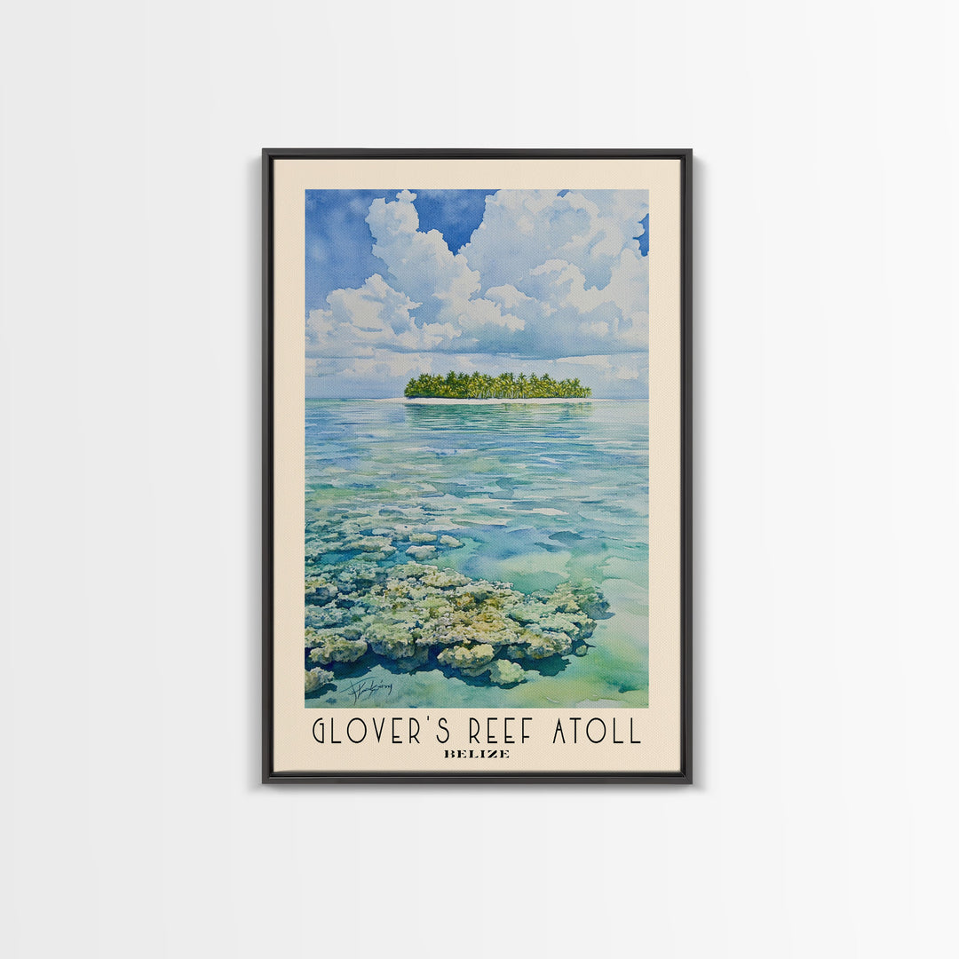 Glover’s Reef Atoll, Belize Watercolor Beach Print, Vacation Gift, Belize Wall Art, Beach Painting, Beach Decor, Beach Painting