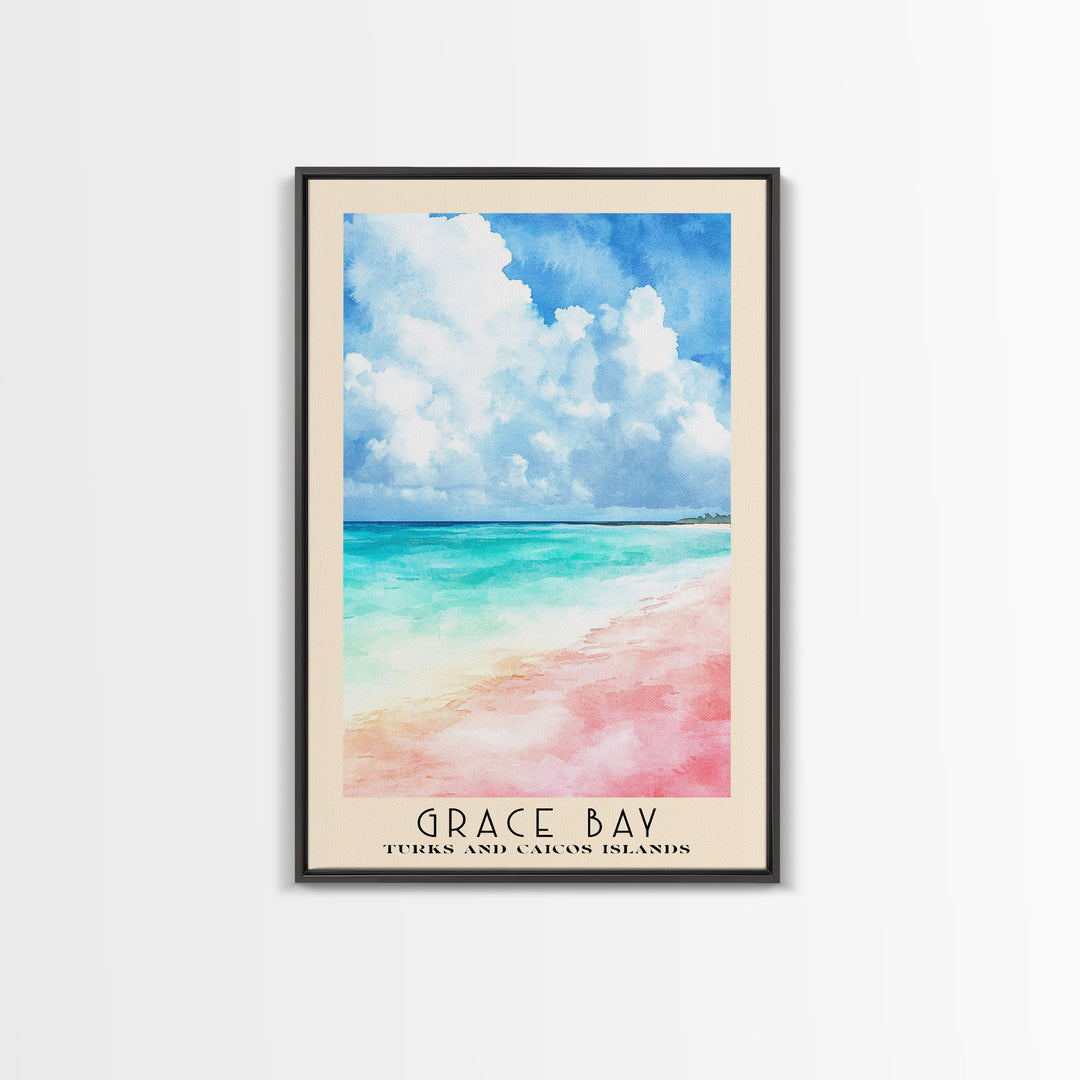 Grace Bay, Turks and Caicos Islands Watercolor Print, Vacation Gift, Turks and Caicos Islands Wall Art, Vacation Wall Art, Vacatation Memories, Beach Decor, Beach Or Lakehouse Art