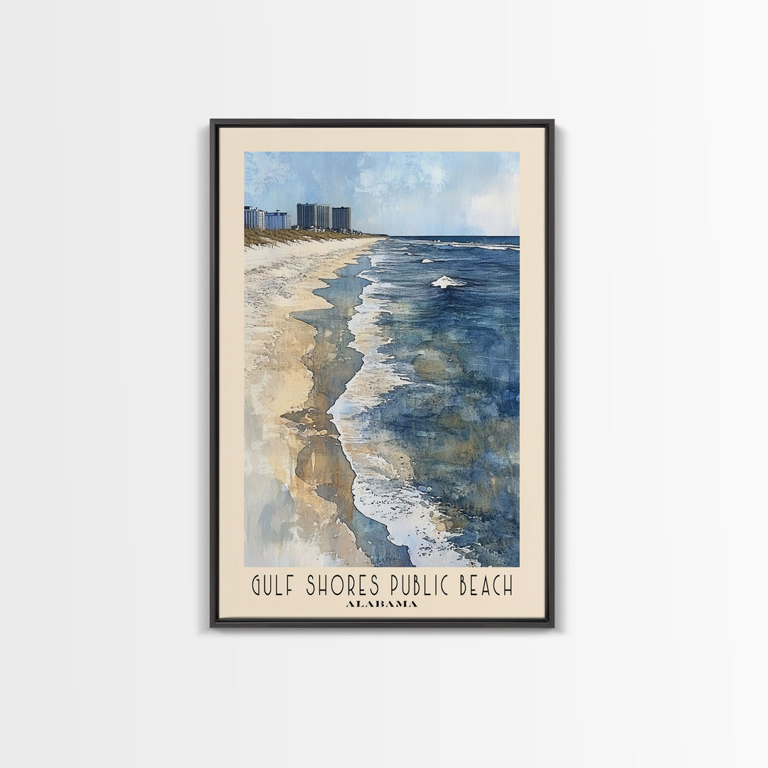 Gulf Shores Public Beach, Alabama Watercolor Print, Vacation Gift, Alabama Wall Art, Beach Painting, Beach Decor, Large Wall Art, Wood Frame Art