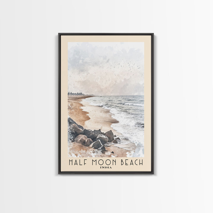 Half Moon Beach, India Watercolor Print, Vacation Gift, India Wall Art, Beach Painting, Beach Decor, Beach Or Lakehouse Art