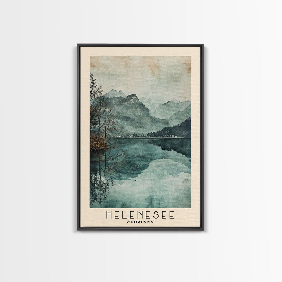 Helenesee, Germany Watercolor Beach Print, Vacation Gift, Germany Wall Art, Framed Canvas Print, Framed Beach Painting