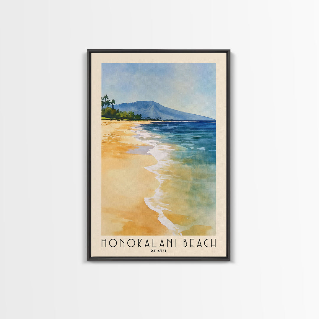 Honokalani Beach, Maui Watercolor Beach Print, Vacation Gift, Maui Wall Art, Beach Painting, Beach Decor, Beach Painting