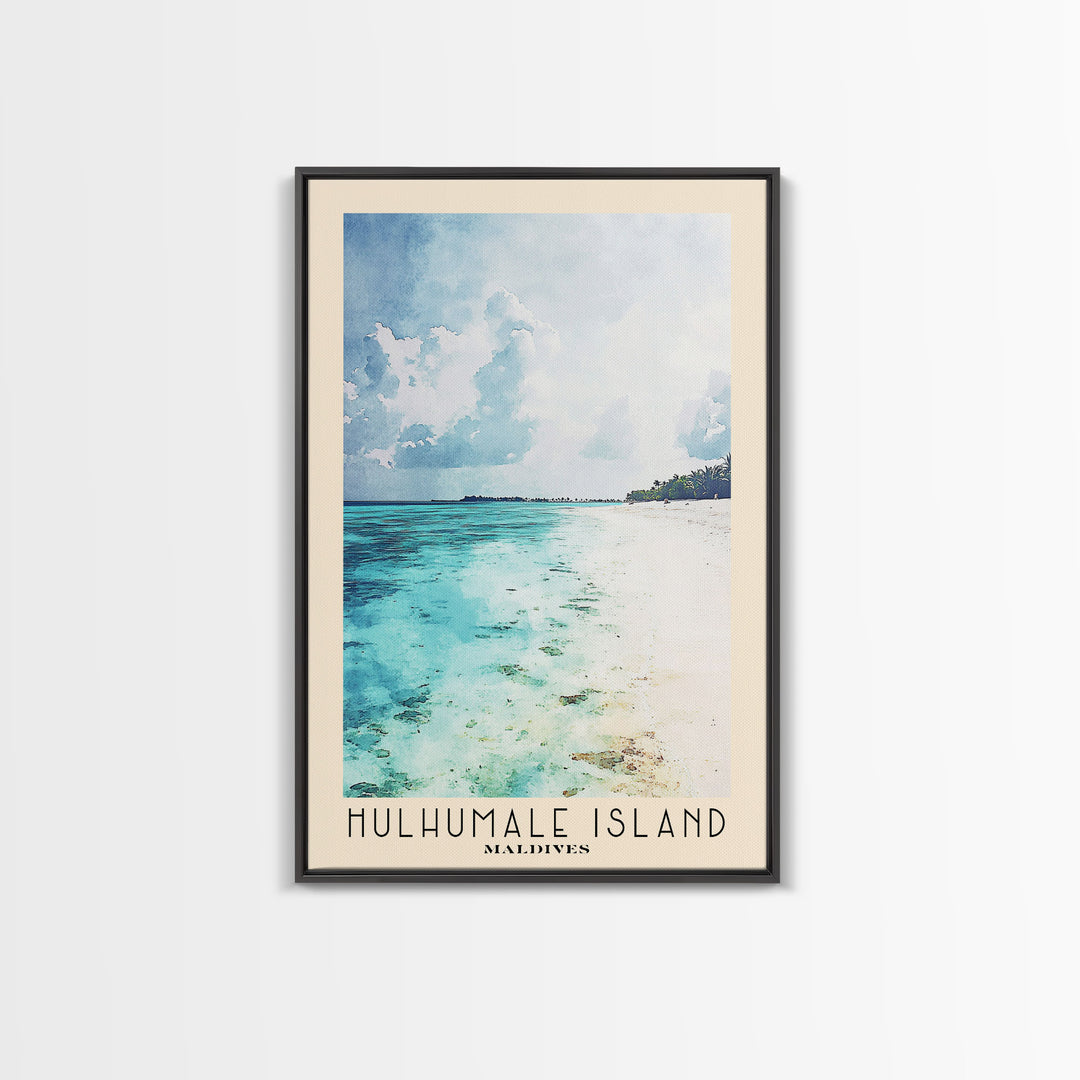 Hulhumale Island, Maldives Watercolor Print, Vacation Gift, Maldives Wall Art, Vacation Wall Art, Vacatation Memories, Beach Decor, Beach Or Lakehouse Art