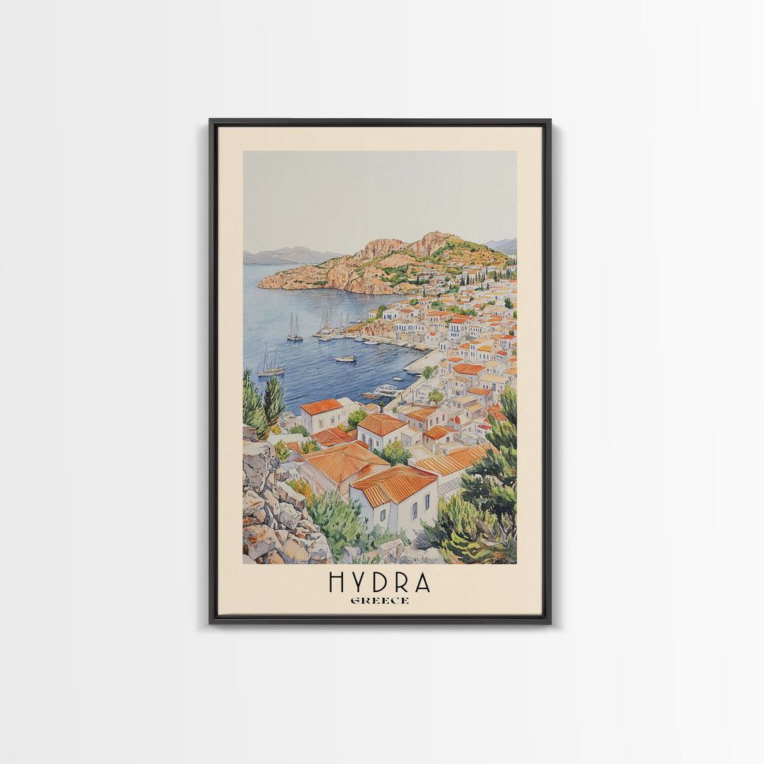 Hydra, Greece Watercolor Print, Vacation Gift, Greece Wall Art, Vacation Wall Art, Vacatation Memories, Beach Decor, Beach Or Lakehouse Art