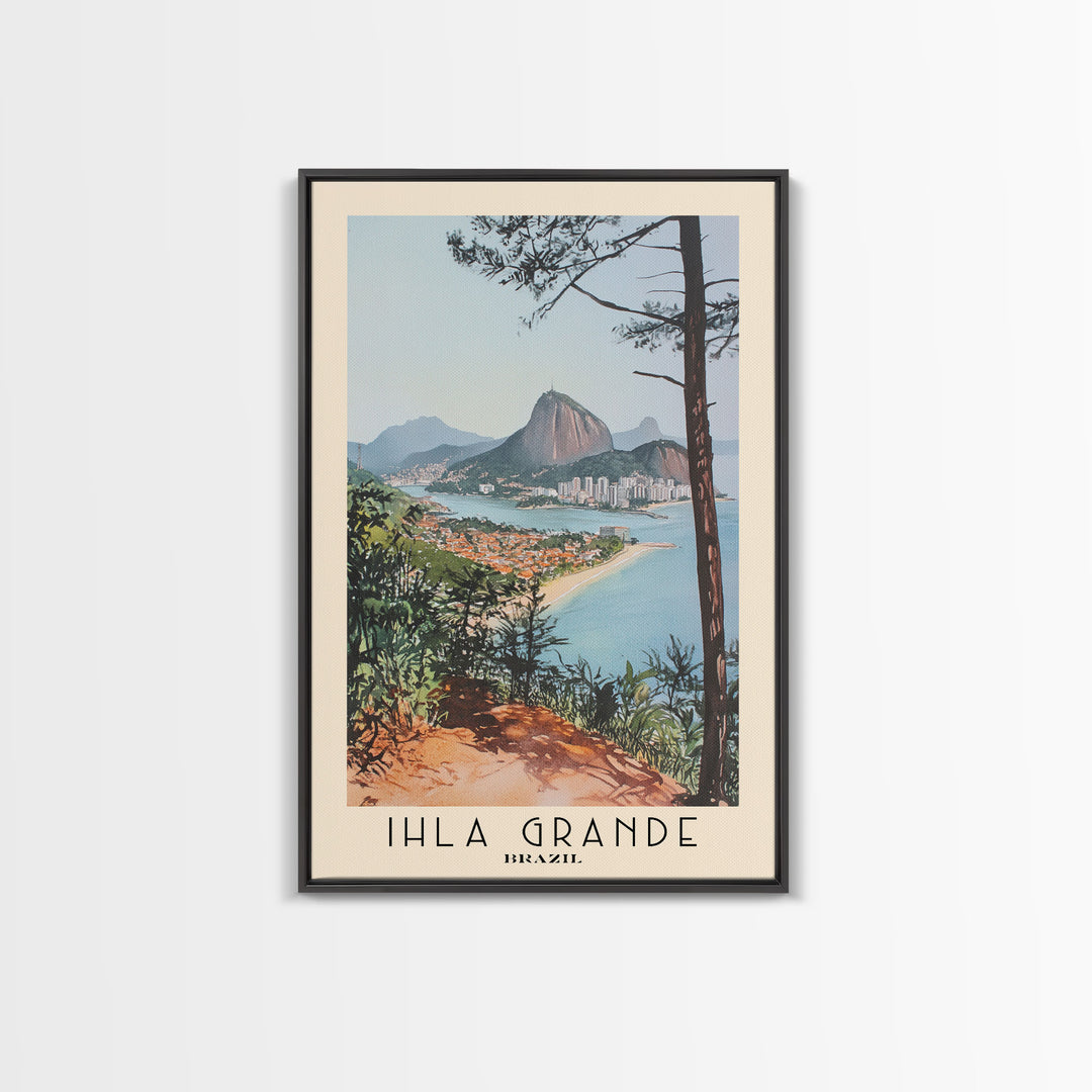 Ihla Grande, Brazil Watercolor Beach Print, Vacation Gift, Brazil Wall Art, Framed Canvas Print, Framed Beach Painting