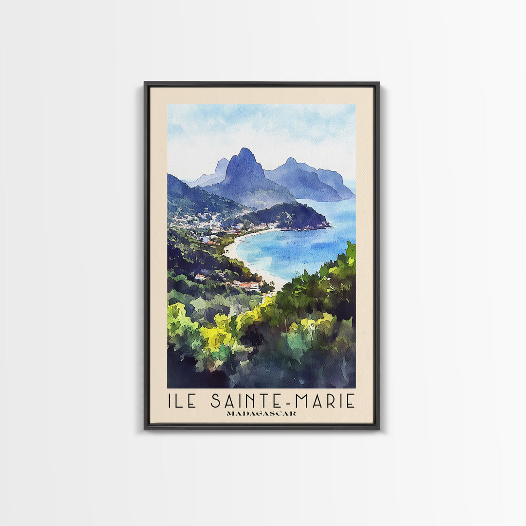 Ile Sainte-Marie, Madagascar Watercolor Print, Vacation Gift, Madagascar Wall Art, Beach Painting, Beach Decor, Large Wall Art, Wood Frame Art