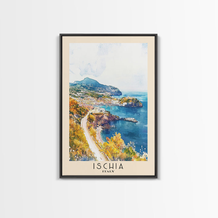 Ischia, Italy Watercolor Beach Print, Vacation Gift, Italy Wall Art, Beach Painting, Beach Decor, Beach Painting