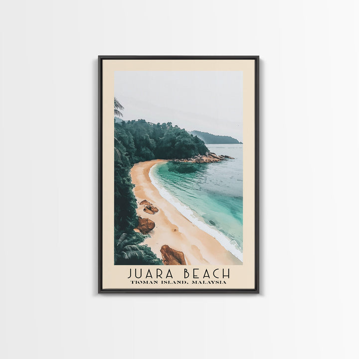 Juara Beach, Tioman Island, Malaysia Watercolor Print, Vacation Gift, Tioman Island, Malaysia Wall Art, Beach Painting, Beach Decor, Large Wall Art, Wood Frame Art