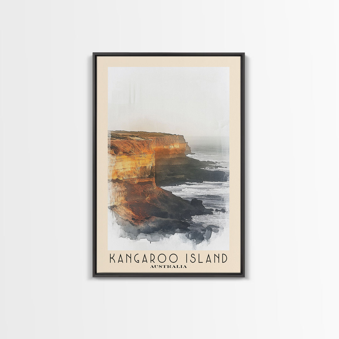 Kangaroo Island, Australia Watercolor Beach Print, Vacation Gift, Australia Wall Art, Framed Canvas Print, Framed Beach Painting