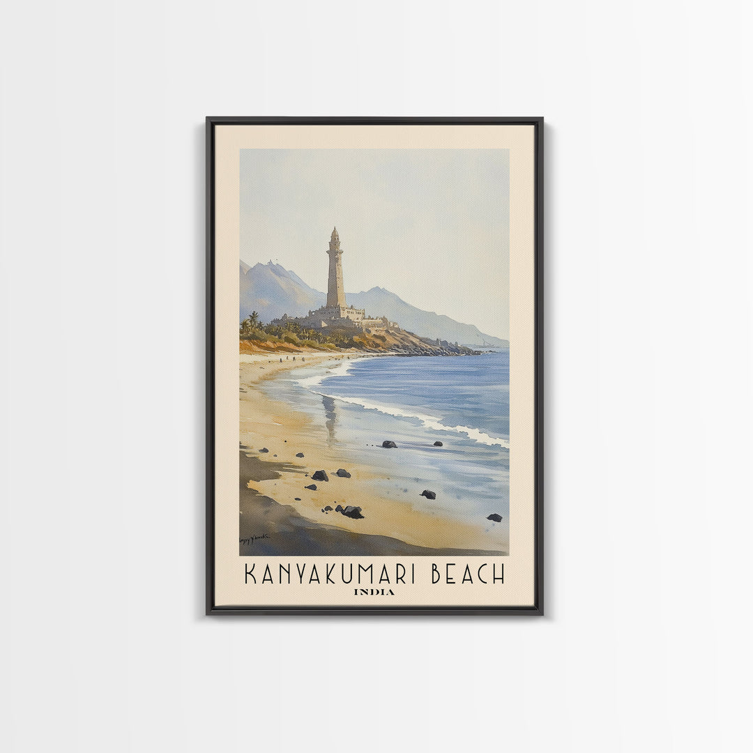 Kanyakumari Beach, India Watercolor Print, Vacation Gift, India Wall Art, Vacation Wall Art, Vacatation Memories, Beach Decor, Beach Or Lakehouse Art