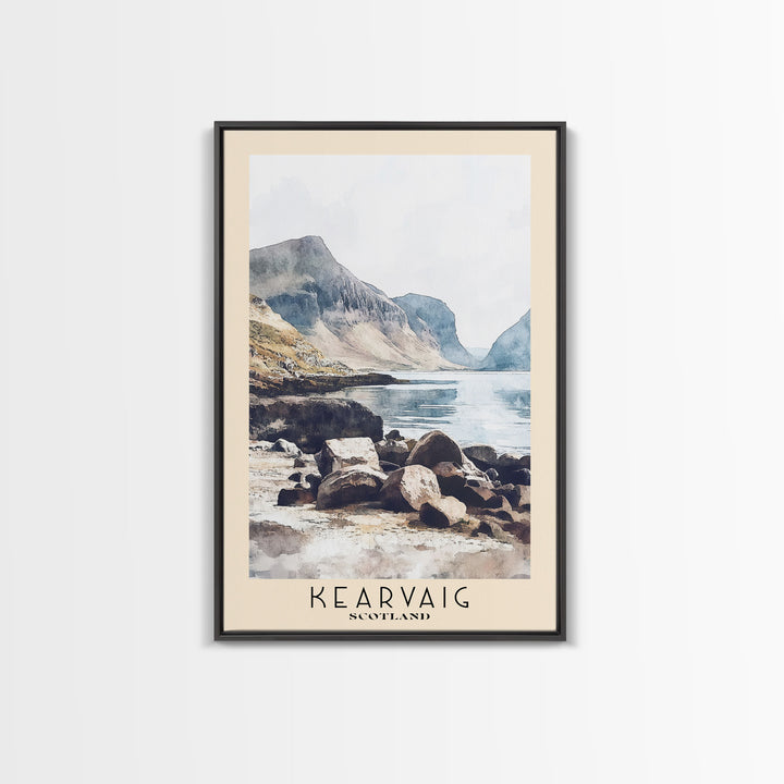 Kearvaig, Scotland Watercolor Print, Vacation Gift, Scotland Wall Art, Beach Painting, Beach Decor, Large Wall Art, Wood Frame Art