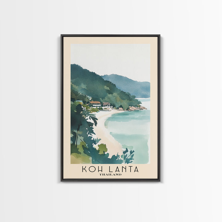 Koh Lanta, Thailand Watercolor Print, Vacation Gift, Thailand Wall Art, Beach Painting, Beach Decor, Large Wall Art, Wood Frame Art