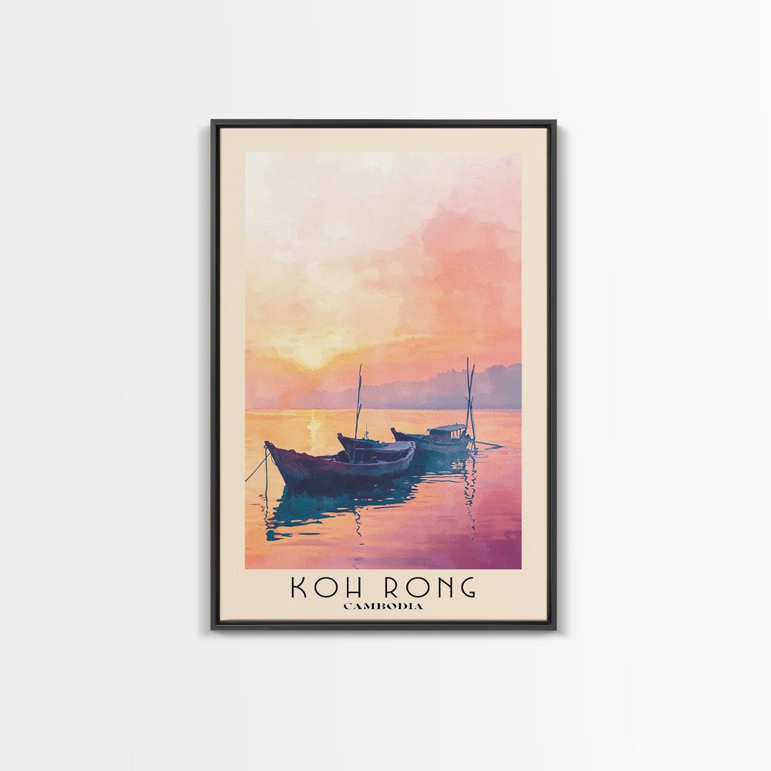 Koh Rong, Cambodia Watercolor Beach Print, Vacation Gift, Cambodia Wall Art, Framed Canvas Print, Framed Beach Painting