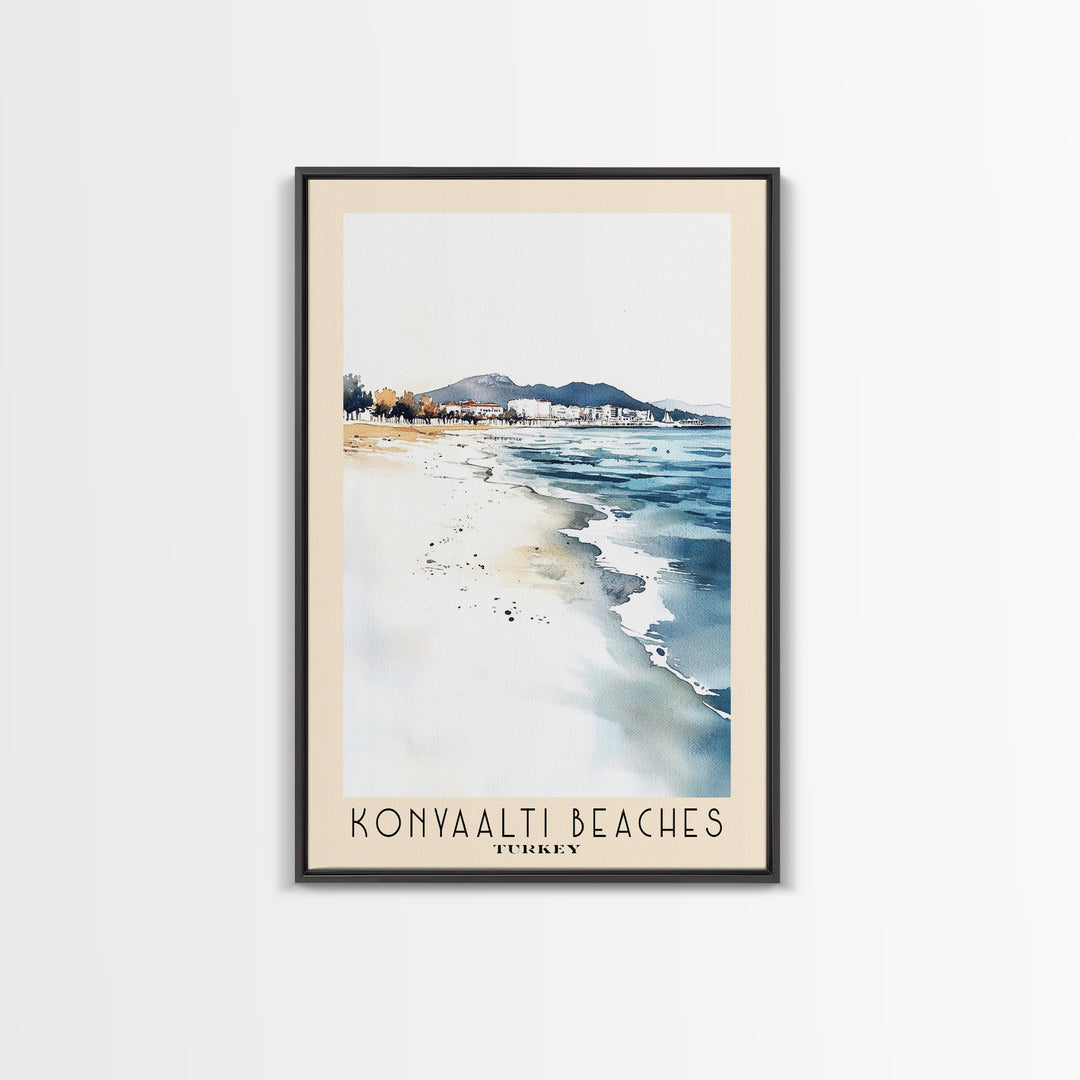 Konyaaltı Beaches, Turkey Watercolor Beach Print, Vacation Gift, Turkey Wall Art, Beach Painting, Beach Decor, Beach Painting