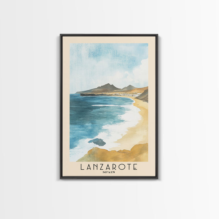 Lanzarote, Spain Watercolor Print, Vacation Gift, Spain Wall Art, Vacation Wall Art, Vacatation Memories, Beach Decor, Beach Or Lakehouse Art