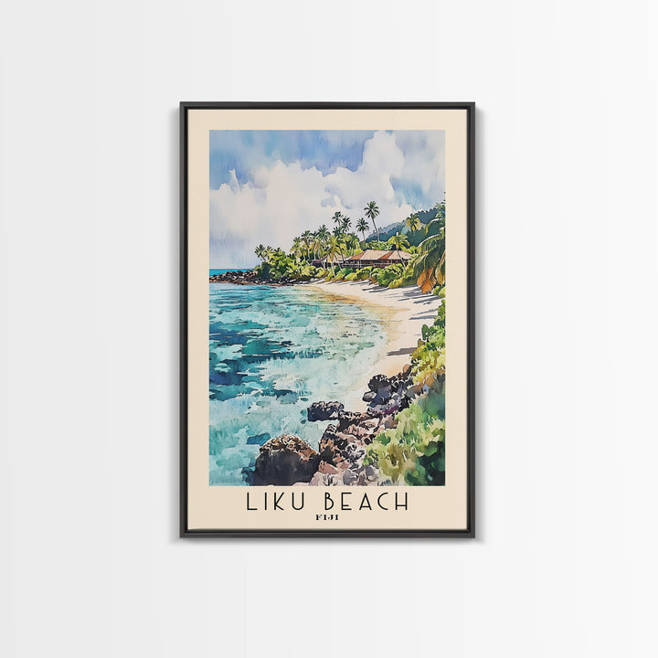 Liku Beach, Fiji Watercolor Print, Vacation Gift, Fiji Wall Art, Beach Painting, Beach Decor, Beach Or Lakehouse Art