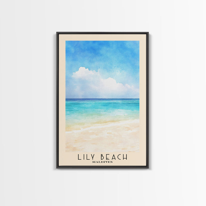 Lily Beach, Maldives Watercolor Beach Print, Vacation Gift, Maldives Wall Art, Beach Painting, Beach Decor, Beach Painting