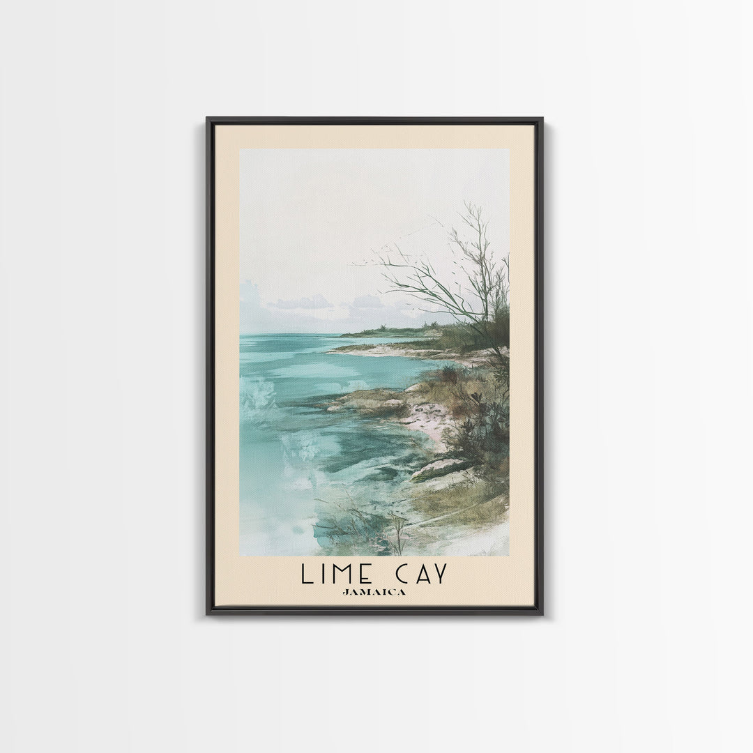 Lime Cay, Jamaica Watercolor Print, Vacation Gift, Jamaica Wall Art, Beach Painting, Beach Decor, Large Wall Art, Wood Frame Art