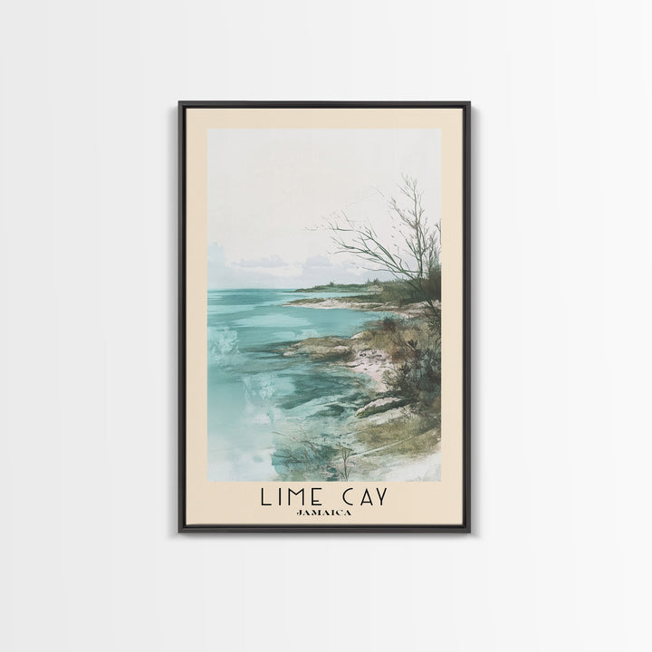 Lime Cay, Jamaica Watercolor Print, Vacation Gift, Jamaica Wall Art, Beach Painting, Beach Decor, Large Wall Art, Wood Frame Art