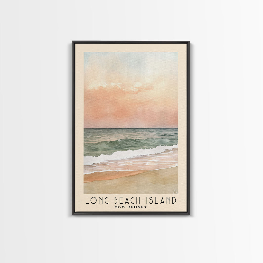 Long Beach Island, New Jersey Watercolor Print, Vacation Gift, New Jersey Wall Art, Beach Painting, Beach Decor, Large Wall Art, Wood Frame Art