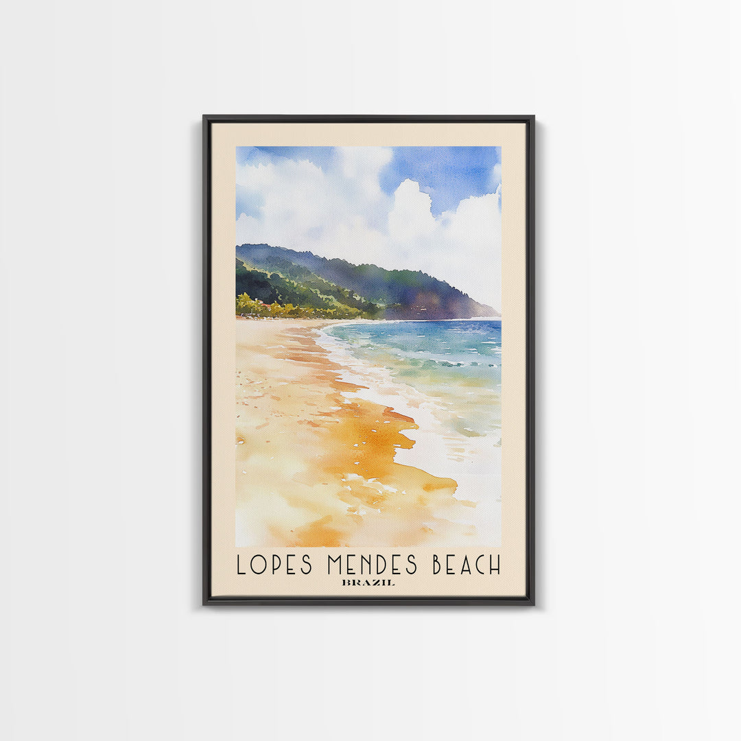 Lopes Mendes Beach, Brazil Watercolor Print, Vacation Gift, Brazil Wall Art, Beach Painting, Beach Decor, Beach Or Lakehouse Art