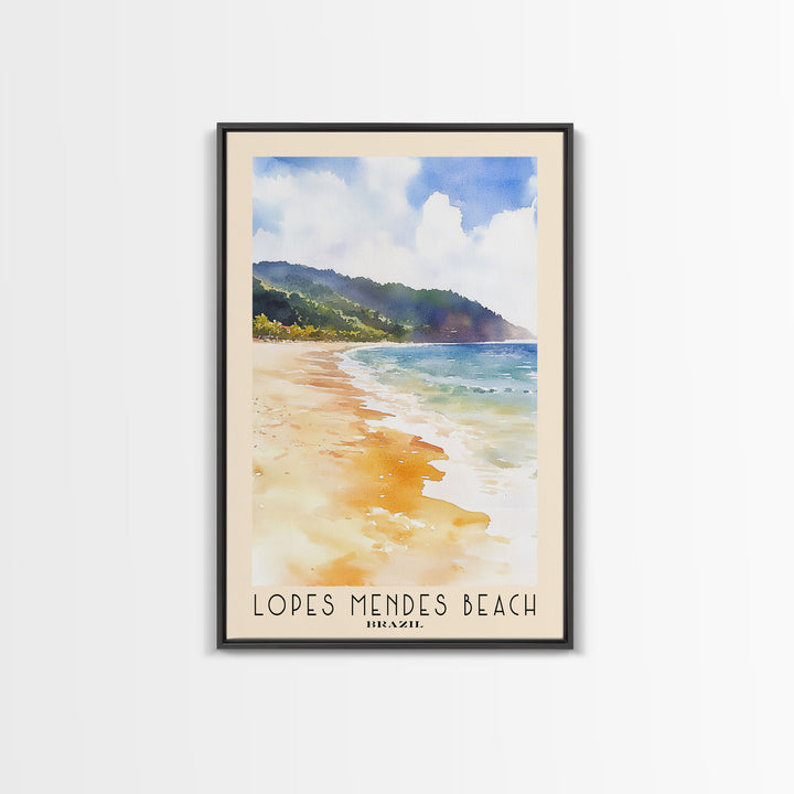 Lopes Mendes Beach, Brazil Watercolor Print, Vacation Gift, Brazil Wall Art, Beach Painting, Beach Decor, Beach Or Lakehouse Art