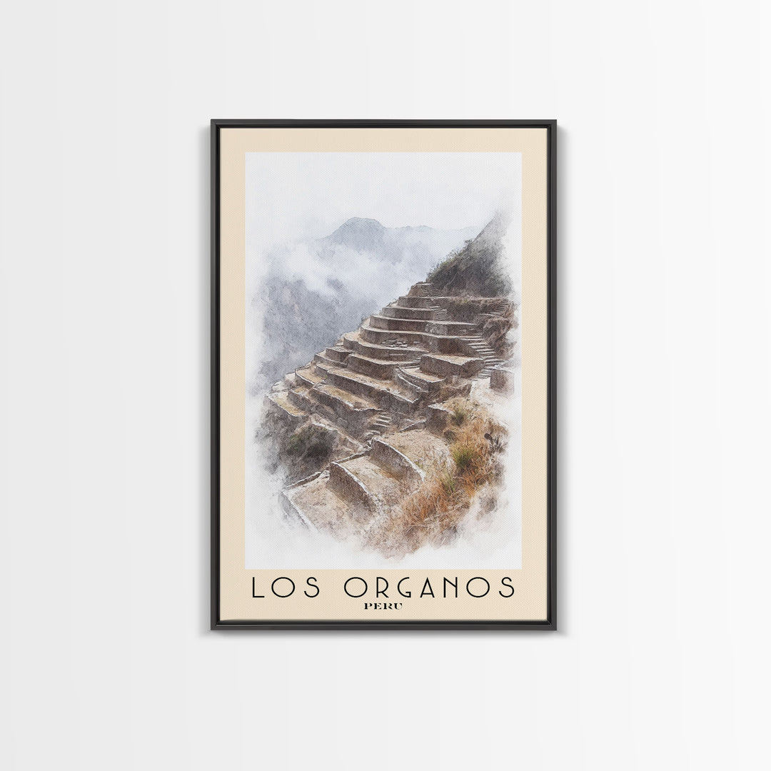 Los Organos, Peru Watercolor Print, Vacation Gift, Peru Wall Art, Beach Painting, Beach Decor, Large Wall Art, Wood Frame Art