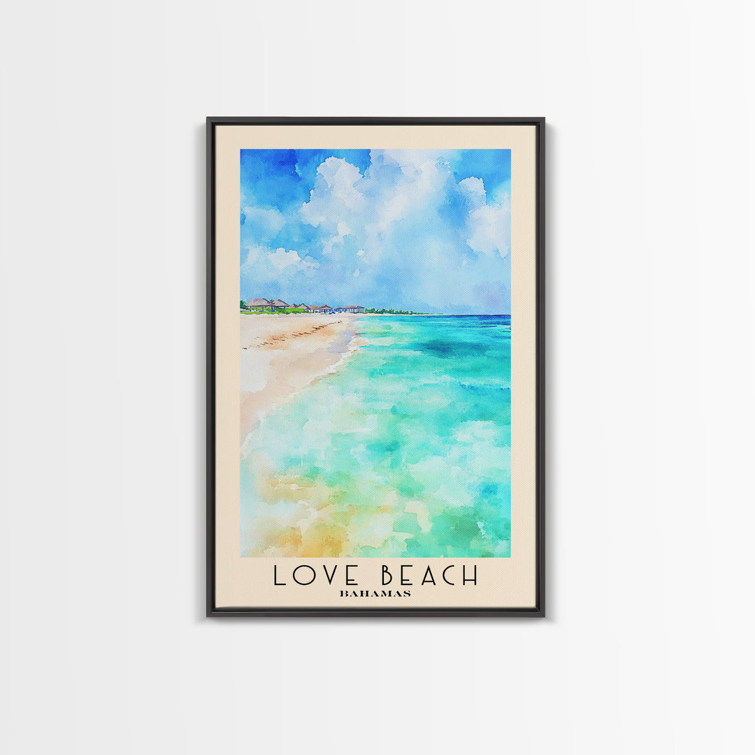 Love Beach, Bahamas Watercolor Print, Vacation Gift, Bahamas Wall Art, Vacation Wall Art, Vacatation Memories, Beach Decor, Beach Or Lakehouse Art