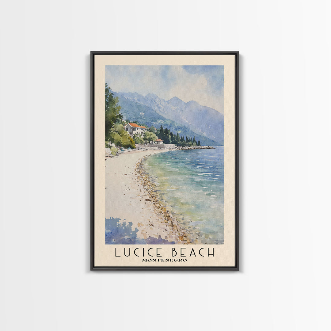 Lucice Beach, Montenegro Watercolor Beach Print, Vacation Gift, Montenegro Wall Art, Beach Painting, Beach Decor, Beach Painting