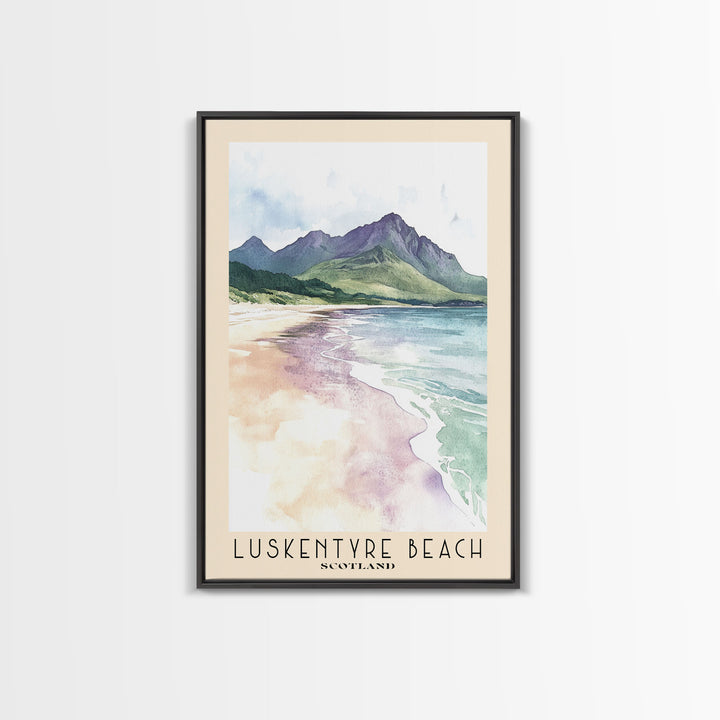 Luskentyre Beach, Scotland Watercolor Beach Print, Vacation Gift, Scotland Wall Art, Framed Canvas Print, Framed Beach Painting