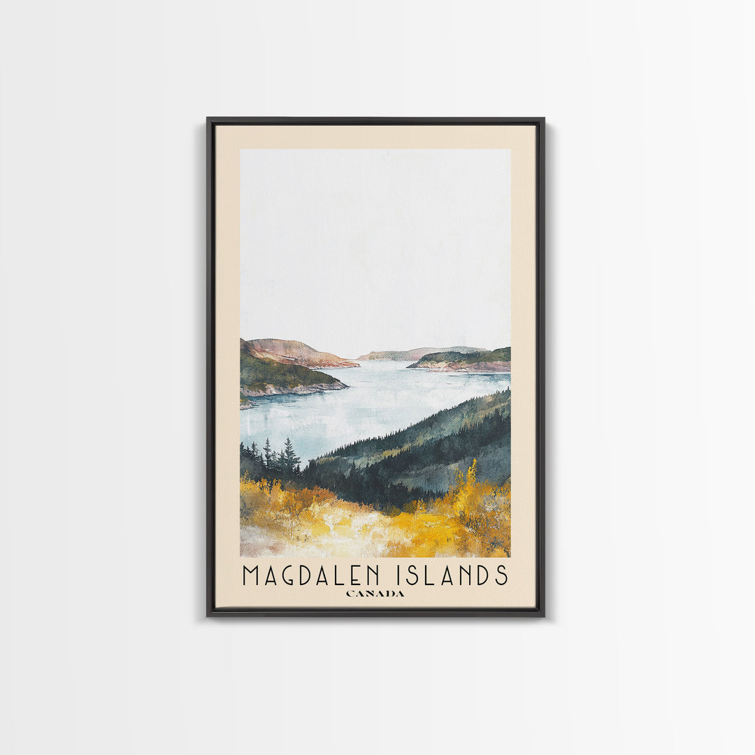 Magdalen Islands, Canada Watercolor Print, Vacation Gift, Canada Wall Art, Beach Painting, Beach Decor, Large Wall Art, Wood Frame Art