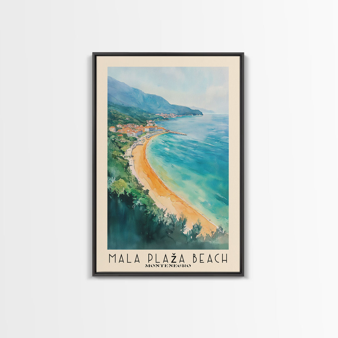 Mala Plaža Beach, Montenegro Watercolor Print, Vacation Gift, Montenegro Wall Art, Vacation Wall Art, Vacatation Memories, Beach Decor, Beach Or Lakehouse Art