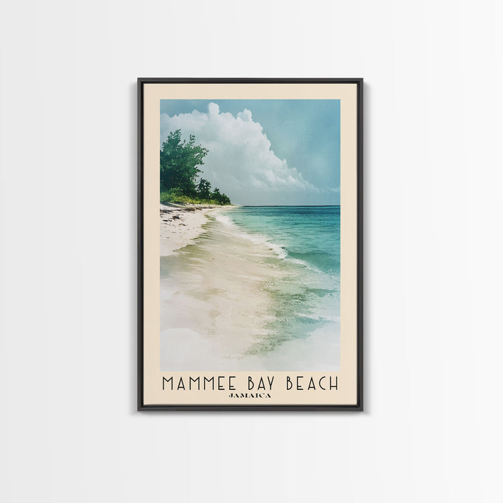 Mammee Bay Beach, Jamaica Watercolor Beach Print, Vacation Gift, Jamaica Wall Art, Framed Canvas Print, Framed Beach Painting