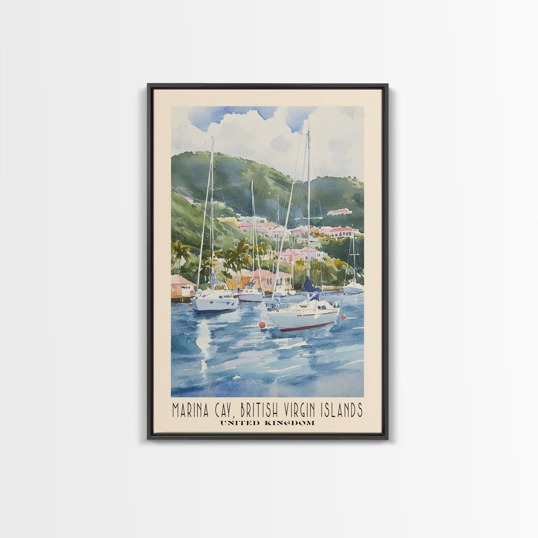 Marina Cay, British Virgin Islands, United Kingdom Watercolor Print, Vacation Gift, United Kingdom Wall Art, Beach Painting, Beach Decor, Beach Or Lakehouse Art