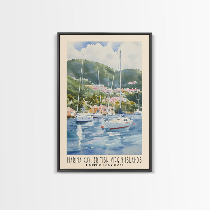 Marina Cay, British Virgin Islands, United Kingdom Watercolor Print, Vacation Gift, United Kingdom Wall Art, Beach Painting, Beach Decor, Beach Or Lakehouse Art