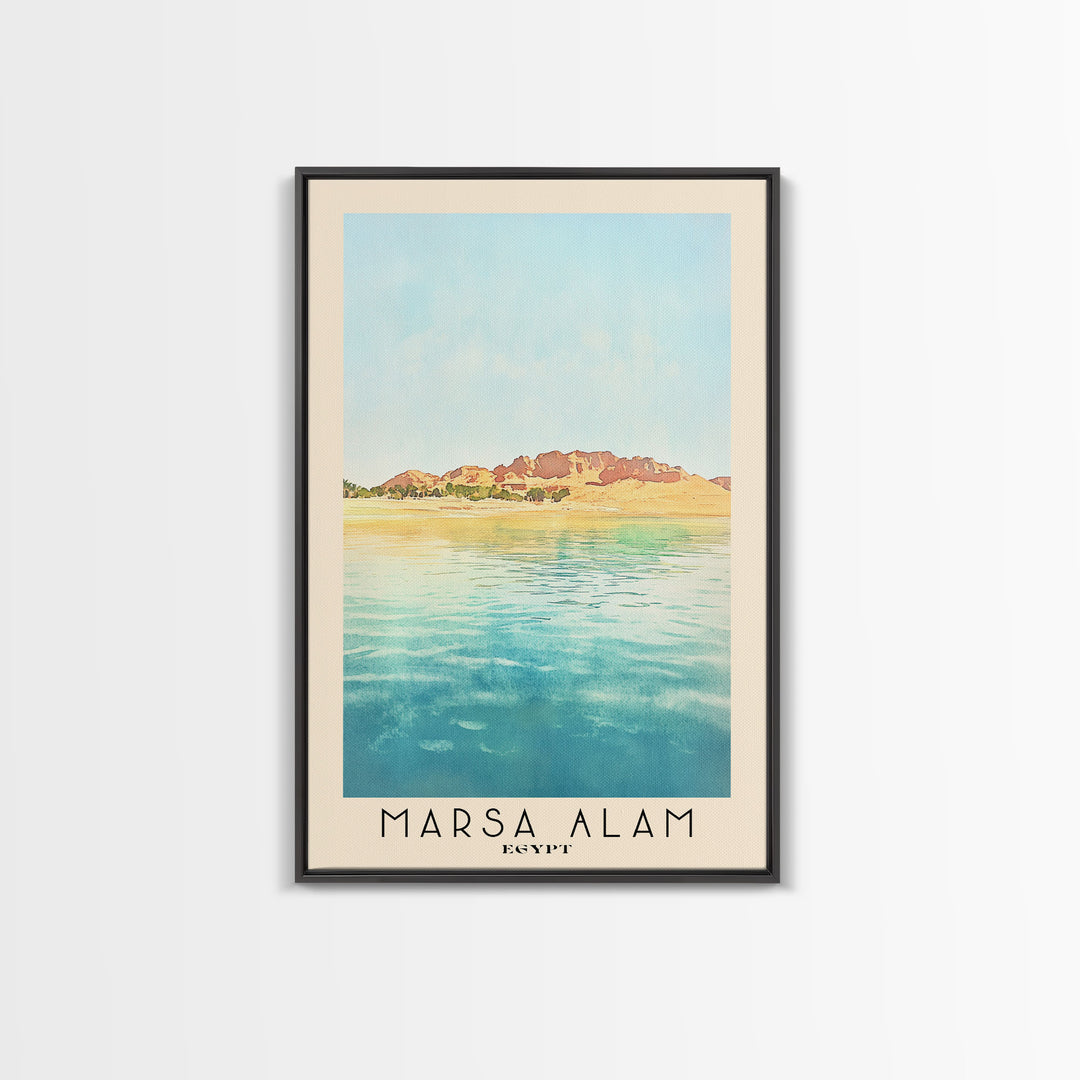 Marsa Alam, Egypt Watercolor Print, Vacation Gift, Egypt Wall Art, Beach Painting, Beach Decor, Large Wall Art, Wood Frame Art