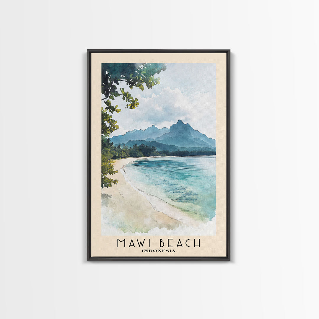 Mawi Beach, Indonesia Watercolor Print, Vacation Gift, Indonesia Wall Art, Beach Painting, Beach Decor, Beach Or Lakehouse Art