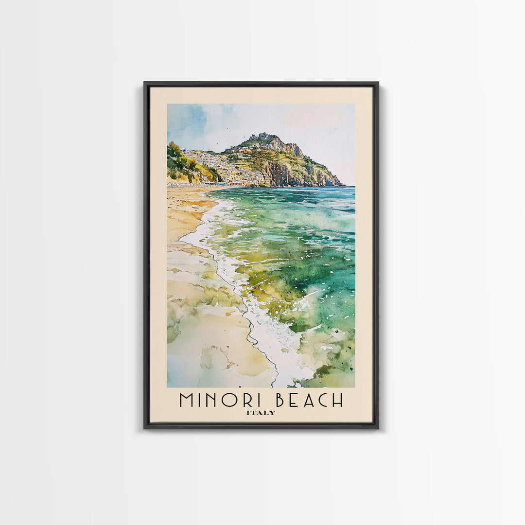 Minori Beach, Italy Watercolor Beach Print, Vacation Gift, Italy Wall Art, Beach Painting, Beach Decor, Beach Painting