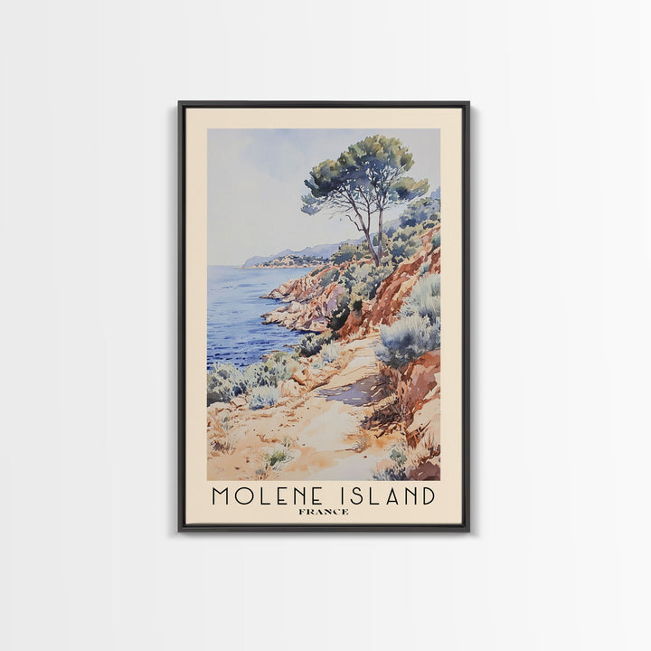 Molene Island, France Watercolor Print, Vacation Gift, France Wall Art, Beach Painting, Beach Decor, Large Wall Art, Wood Frame Art