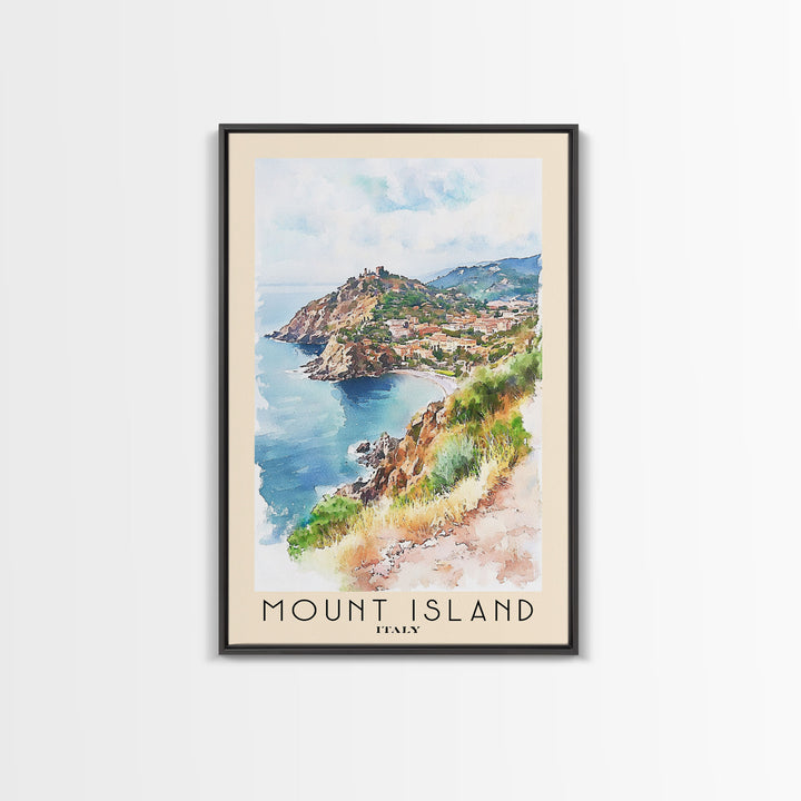 Mount island, Italy Watercolor Print, Vacation Gift, Italy Wall Art, Vacation Wall Art, Vacatation Memories, Beach Decor, Beach Or Lakehouse Art