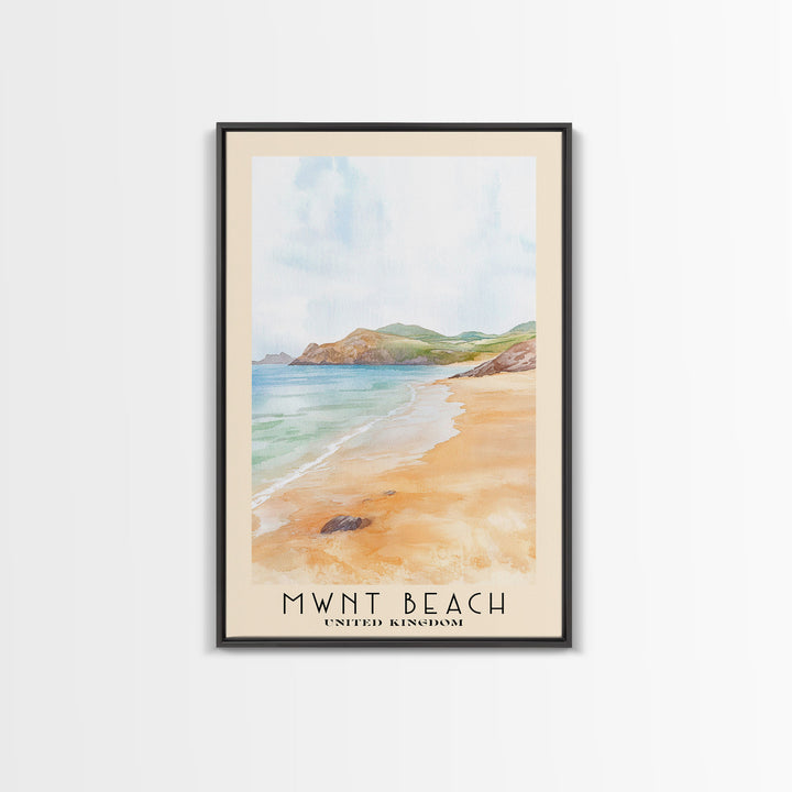 Mwnt Beach, United Kingdom Watercolor Print, Vacation Gift, United Kingdom Wall Art, Beach Painting, Beach Decor, Beach Or Lakehouse Art