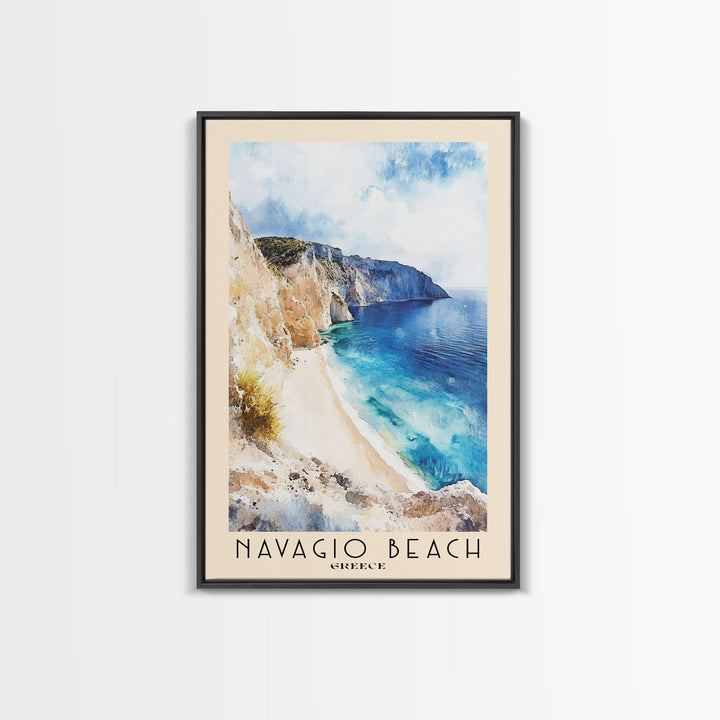 Navagio Beach, Greece Watercolor Beach Print, Vacation Gift, Greece Wall Art, Beach Painting, Beach Decor, Beach Painting