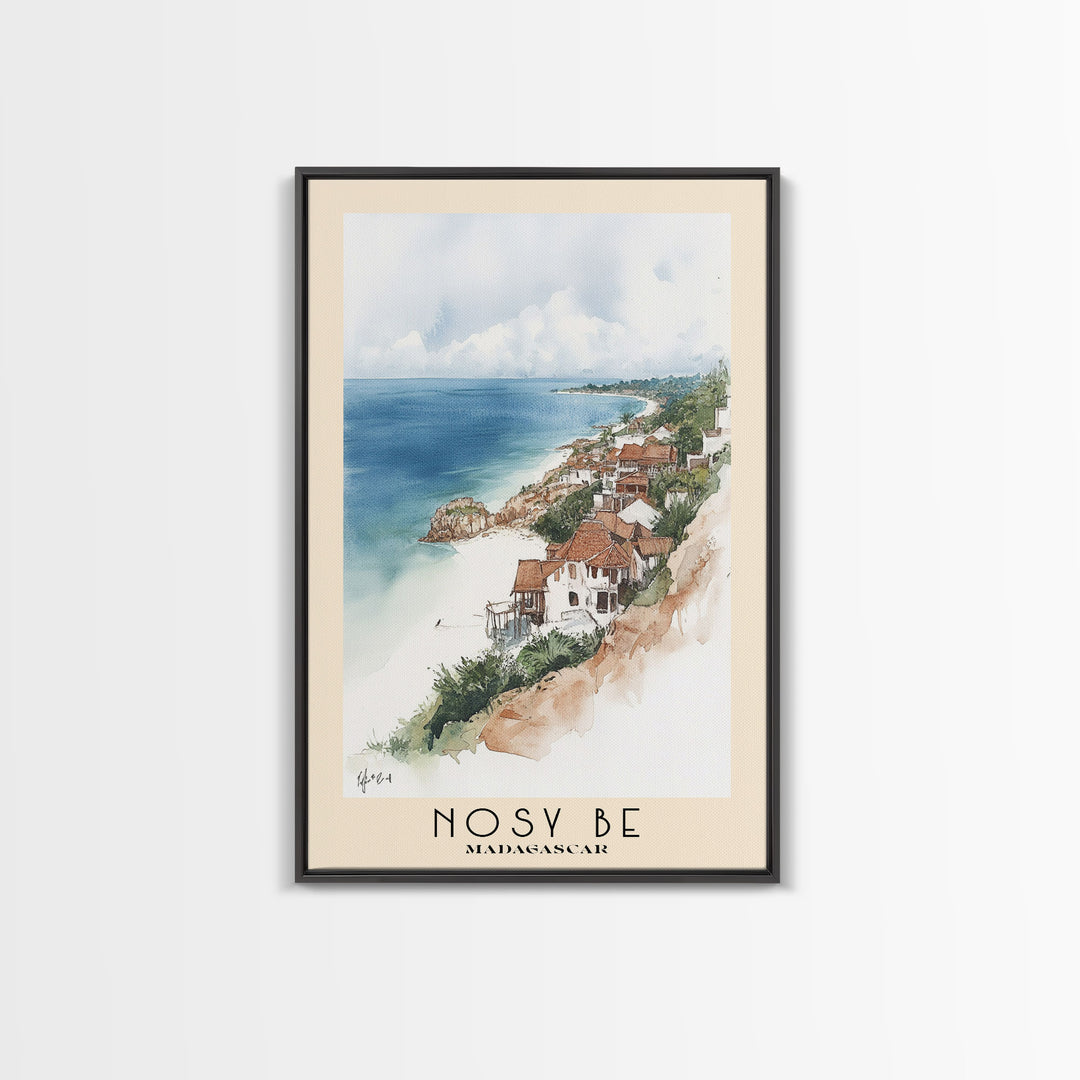 Nosy Be, Madagascar Watercolor Beach Print, Vacation Gift, Madagascar Wall Art, Framed Canvas Print, Framed Beach Painting