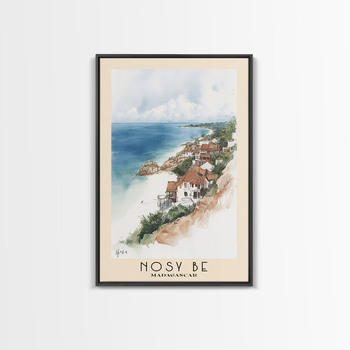 Nosy Be, Madagascar Watercolor Beach Print, Vacation Gift, Madagascar Wall Art, Framed Canvas Print, Framed Beach Painting